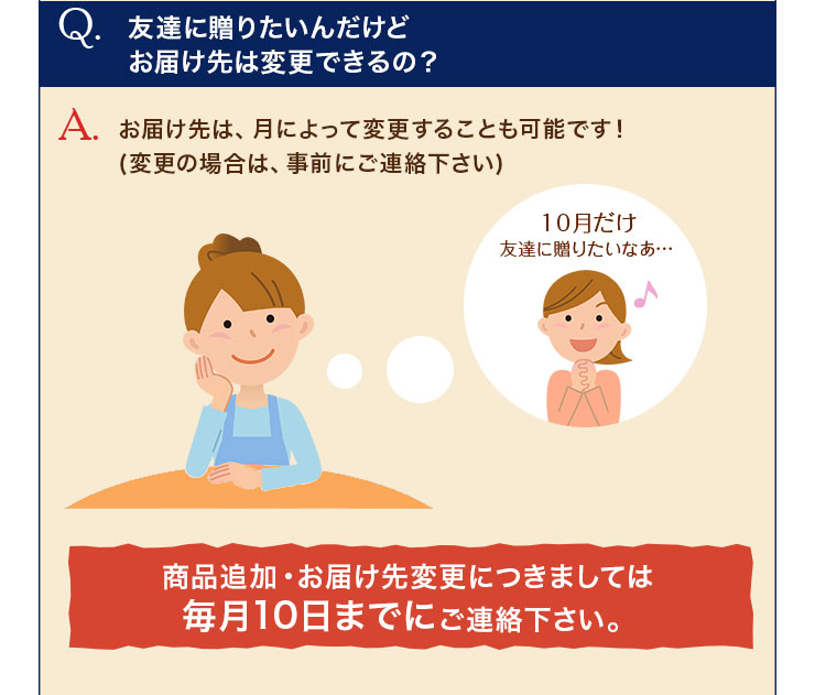 届け先は月によって変更することも可能です