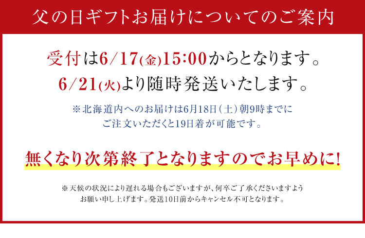 父の日ギフトお届けについてのご案内